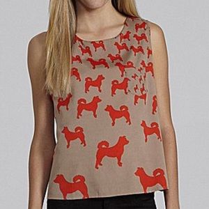 Dog print sleeveless blouse